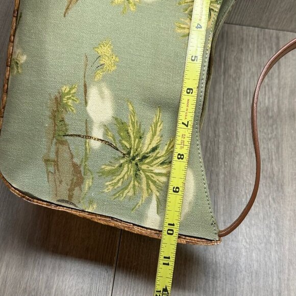 Fossil Womens Handbag Palm Beach Print Woven Rattan Purse Shoulder Bag Green - Picture 10 of 11